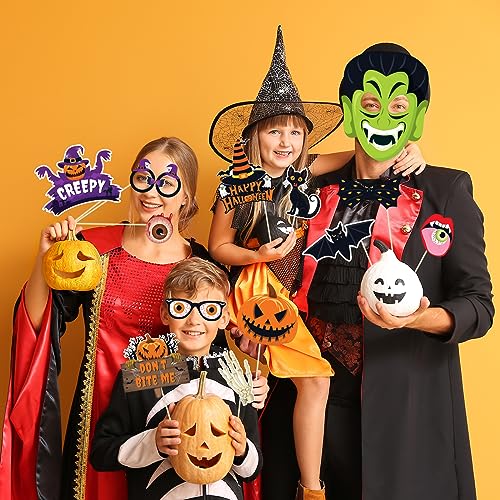 Halloween Photo Booth Props Set - 38 Pcs Trick or Treat Party Decorations