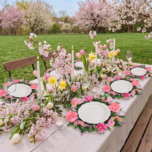 Artificial Wildflower Placemat Set - 9.4 Inch Tropical Table Decor