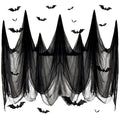 Large Black Halloween Creepy Cloth with Bat Decorations - 400 x 85 Inches