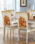 Set of 6 Fall Chair Covers for Dining Room Thanksgiving Kitchen Slipcovers