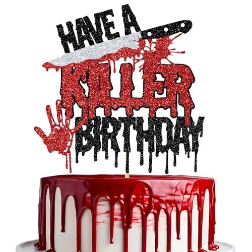 Halloween Zombie Vampire Cake Topper - Horror Party Decoration, 7 Inch Glitter Cake Decor