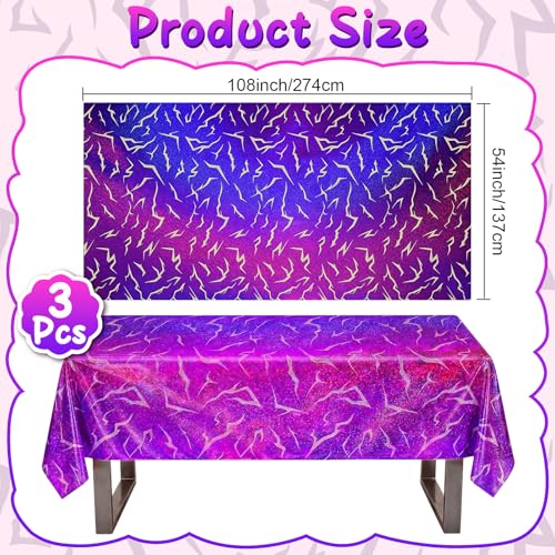 Kpop Table Cloth Set - Pink, Light Purple & Purple Holographic Party Decor