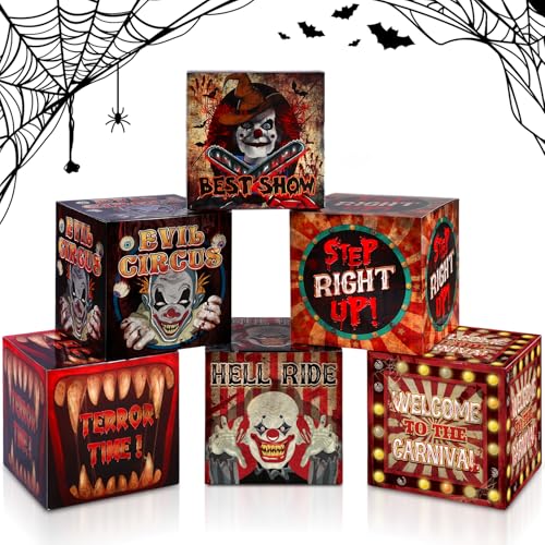 Halloween Carnival Creepy Gift Boxes - Set of 6, Horror Circus Party Decorations - Carnival Variation