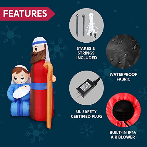 6 FT Christmas Inflatable Nativity Scene with LED Lights Indoor Outdoor Yard Decor