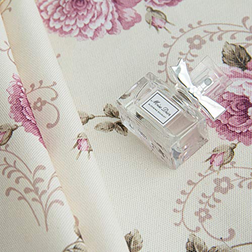 Beige Floral Print Square Tablecloth 38x38 Inch Waterproof Stain-Resistant