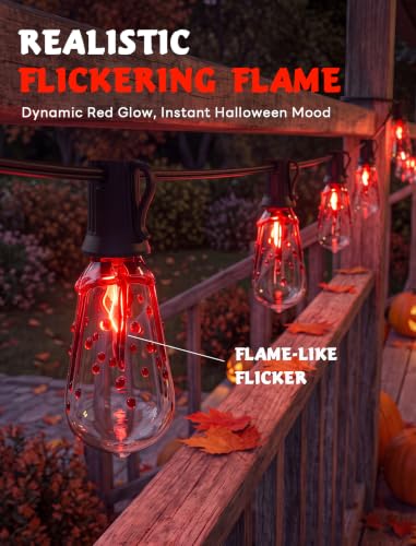 10FT Halloween Flicker Flame String Lights Outdoor - Blood Drop Style, Variation: Flame Blood(ST40)