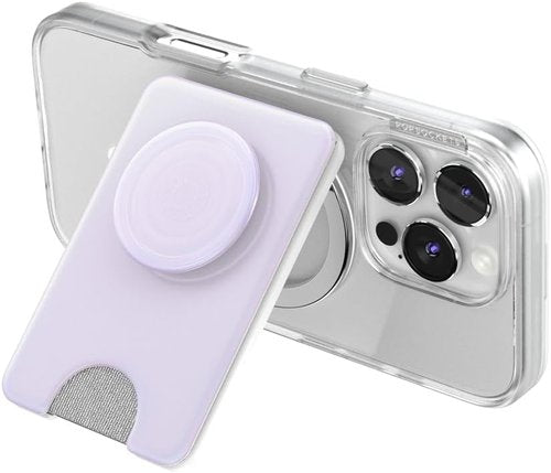 PopSockets Kick-Out Wallet for MagSafe - Adjustable Kickstand & Magnetic Stand, Opalescent White