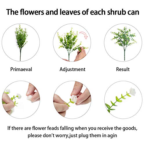 White Outdoor Artificial Flowers - 20 Bundles UV Resistant Faux Plants for Garden & Porch Decor