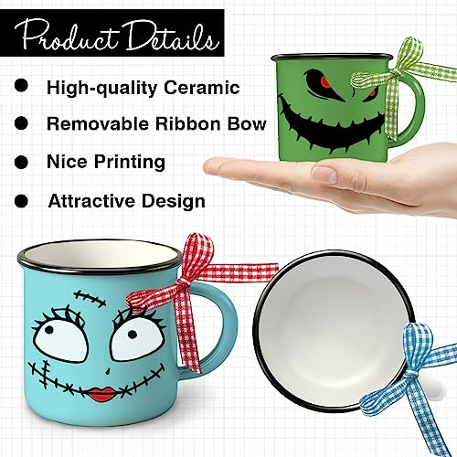 Halloween Mini Coffee Mug Set of 3 - Spooky Faces & Jack Skellington - Halloween Decor