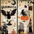 Reusable Gothic Halloween Window Clings - Vintage Victorian Ghost & Cat Design