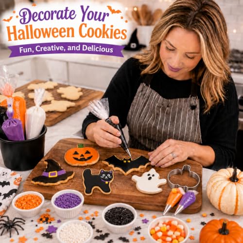 Halloween Cookie Cutter Set - 5 Shapes Pumpkin Bat Ghost Witches Hat - Stainless Steel
