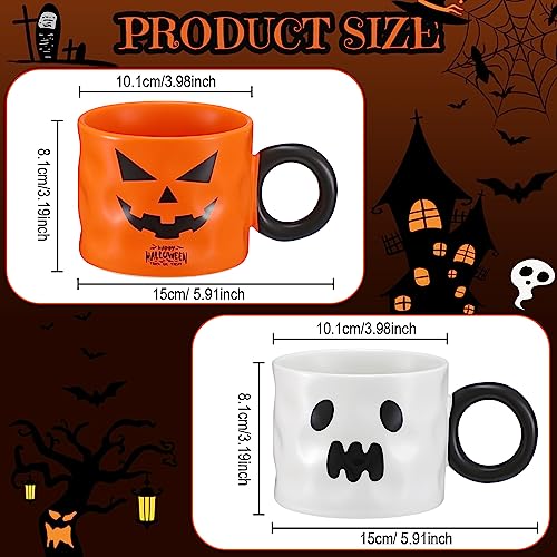 Halloween Coffee Mugs Set - 4 Pieces, 15oz Pumpkin Ghost Cute Style