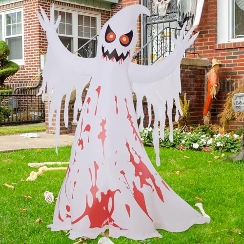 Giant Inflatable Ghost Halloween Decoration with LED Lights - 8.2 ft Outdoor Yard Decor
