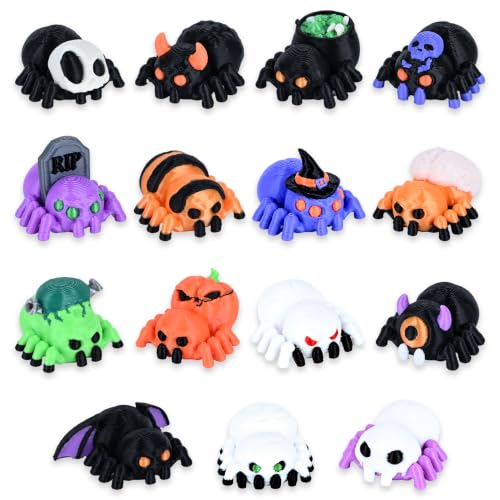Halloween Spider Figurines Set - 15 Mini Spooky Decorations for Seasonal Decor
