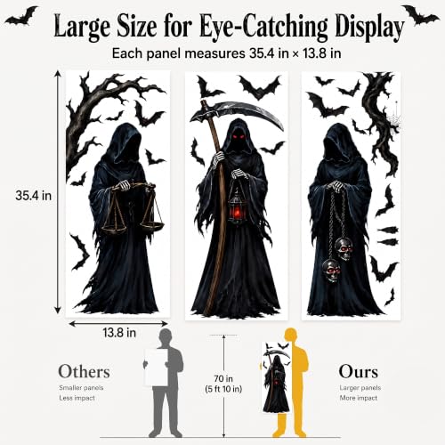 Halloween Grim Reaper Window Clings Set - Large Spooky Decorations