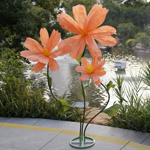 Orange Giant Paper Daisy Flowers for Decoration, Large Artificial Floral Props