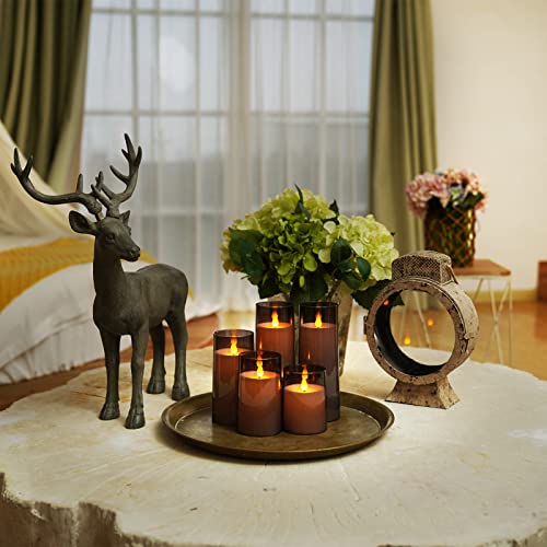 Gray Flickering Flameless Candles Set of 5 with Remote Control - Halloween Decor