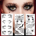 Halloween Eye Shadow Tattoo Stickers with Spider Web Skull Bat Design - 4 Pairs for Face Makeup