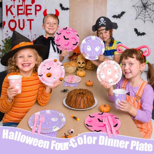 Pink Halloween Plates Ghost Party Tableware Set - 144 Pieces