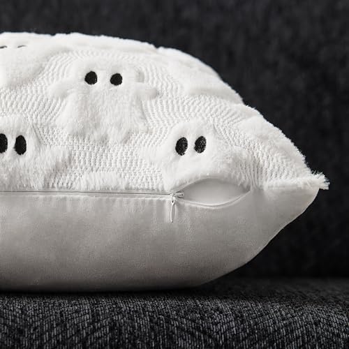 Halloween Pillow Covers 18x18 Inch Ghost White Black Pack of 2 - Fall Decor