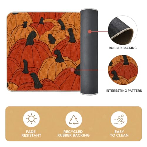 Black Cat Pumpkin Fall Kitchen Mats Set of 2 - Non-Slip Decorative Rug