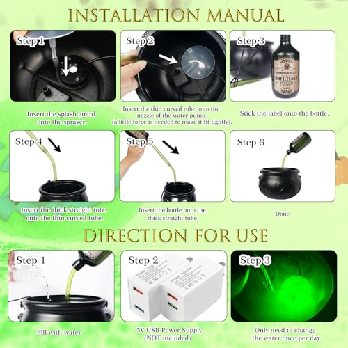 Halloween Floating Potion Set with Cauldron and Mist Maker - Indoor Spooky Decor