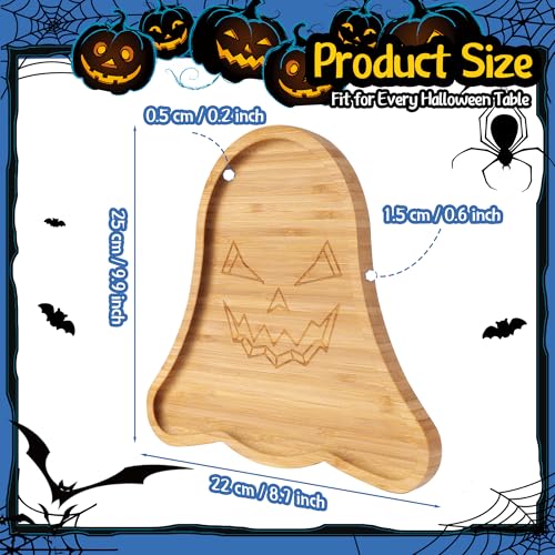 Ghost-Shaped Bamboo Serving Tray - Halloween Party Snack Platter, 10 Inch, Variation: Ghost