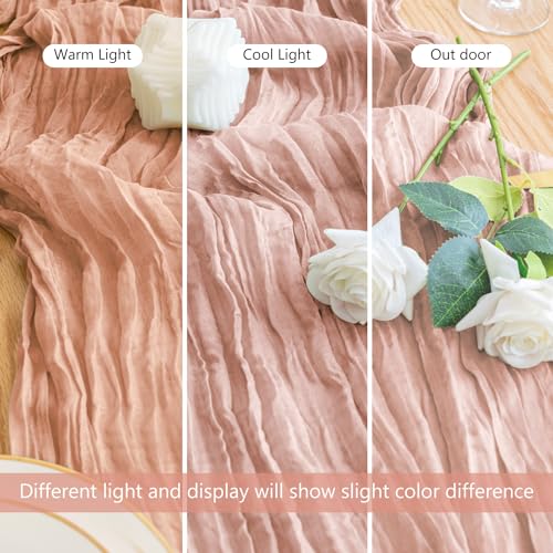 12-Pack Dusty Pink Cheesecloth Table Runner 10FT Boho Rustic Decor
