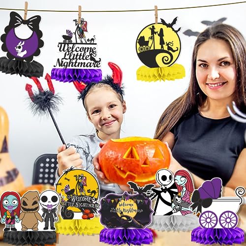 9-Pack Halloween Baby Shower Centerpiece Honeycomb Decorations - Spooky Table Decor for Parties