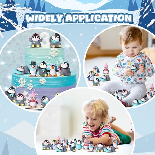 Mini Penguin Cake Toppers - 50pcs Arctic Animal Figurines for Cakes & Party Decor