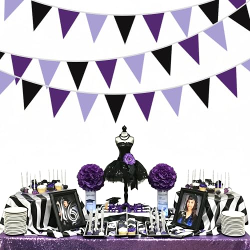 40Ft Fabric Bunting Banner - Black & Purple Halloween Party Decor