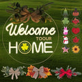 Welcome Home Neon Sign with Seasonal Wreaths & Icons - Front Door Decor - Variations Available
