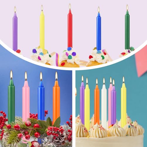 40 Pack Multi-Colored Spell Chime Candles - 4 Inch Unscented Taper Candles Set