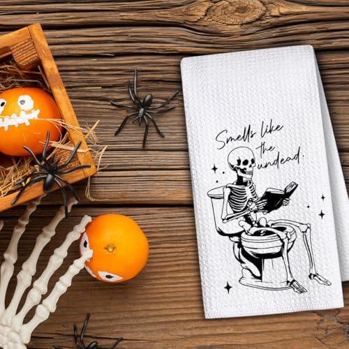 Funny Halloween Hand Towels with Skull Design - Gothic Bathroom Decor, 16x30 Inches - Color 16