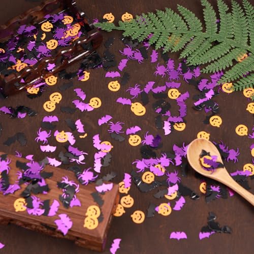 Halloween Party Table Scatter Confetti - Purple Black Bat Foil Decorations - 3000 Pcs