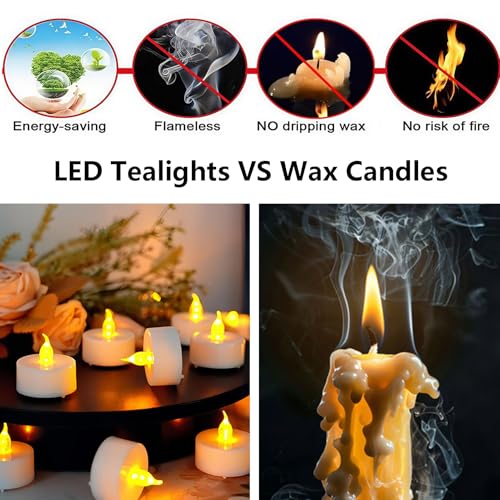 Remote Control Flameless Tea Lights with Timer 18-Pack, Battery Operated LED Candles for Wedding Halloween Christmas