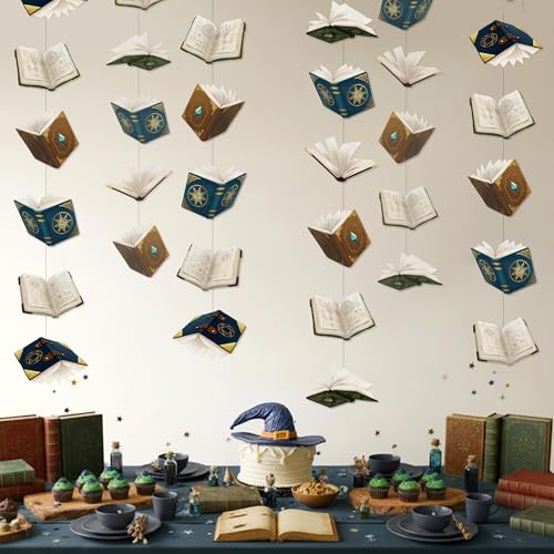 Book Party Decorations Garland - Floating Library Banner, Pack of 6 - Magic Book Variation