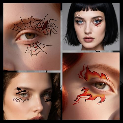 Halloween Eye Shadow Temporary Tattoos Kit - Colored, 20 Pairs, Waterproof
