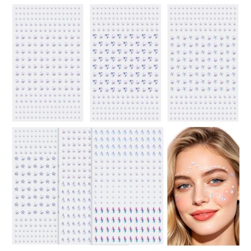 Self-Adhesive Pearl Face Gems and Body Rhinestones for Festivals & Makeup