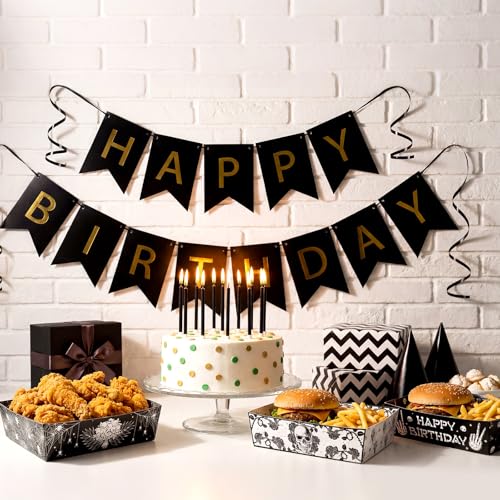 Death to My 20s Disposable Tableware Set - Black and White Gothic Party Trays, 36 Pieces