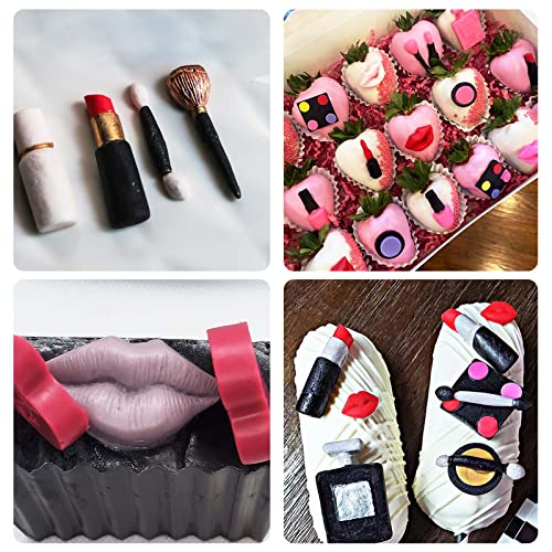 Silicone Makeup Lipstick & Kiss Chocolate Mold Set for Cake Decorating - 3 Pcs