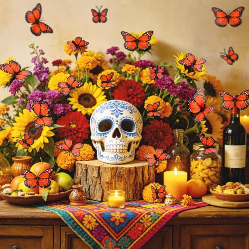 70Pcs Monarch Butterfly Wall Decor Set - 3D Halloween Butterfly Decorations