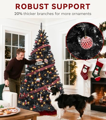 Black Prelit Christmas Tree with Remote Control - 7.5ft Halloween & Holiday Decor Variation
