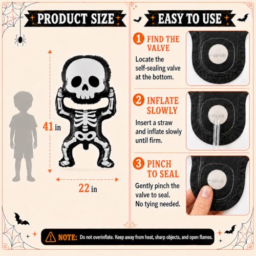 Halloween Balloon Arch Kit with Bat & Skeleton Foil Balloons - Orange Black Variation