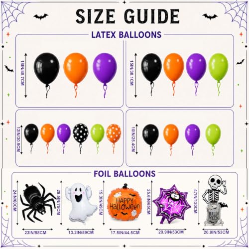 Halloween Balloon Arch Kit with Ghost Spider Pumpkins Foil Balloons