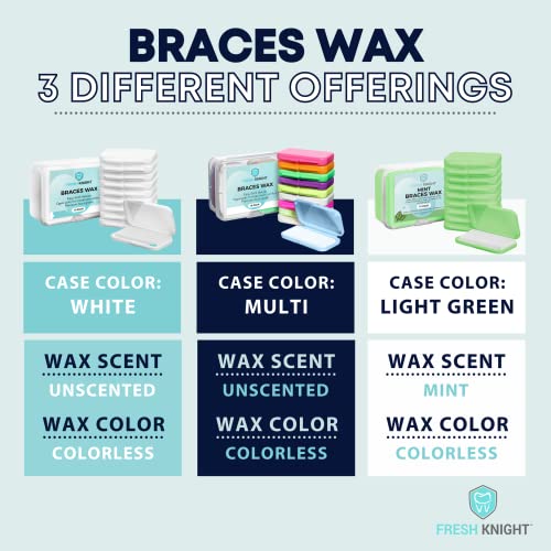 Orthodontic Wax Strips for Braces & Aligners - Unscented Multicolor, 50 Strips