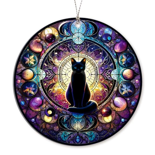 Cat Magic Ornament - Black Celestial Cat Christmas Decor - Variation of THIS listing