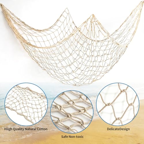 2 Pack Nautical Cotton Fish Net Decorations - 4x6.6 Ft Beach & Party Backdrop (Variation 2)