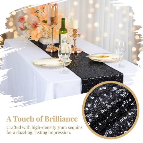 Black Sequin Table Runner 108 Inch 2 Pack for Weddings & Parties - Variation of THIS listing
