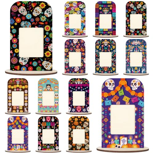 Large Rectangle Dia De Los Muertos Picture Frame for Altar & Tabletop Decorations - Mexican Sugar Skull Memorial Photo Frame Set